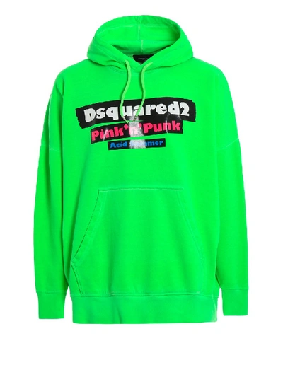 Shop Dsquared2 Oversized Fluo Green Cotton Sweatshirt