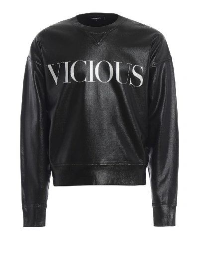 Shop Dsquared2 Vicious Coated Cotton Sweatshirt In Black
