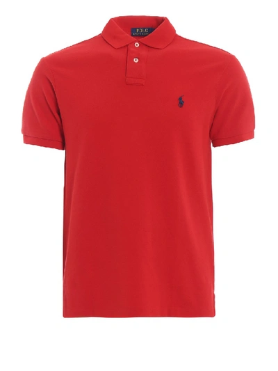 Shop Polo Ralph Lauren Classic Red Pique Cotton Polo Shirt