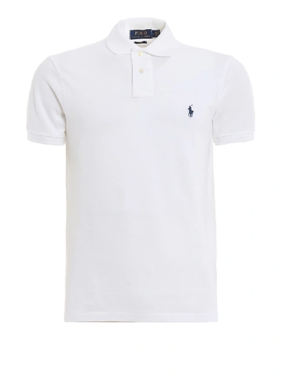 Shop Polo Ralph Lauren White Pique Cotton Polo Shirt