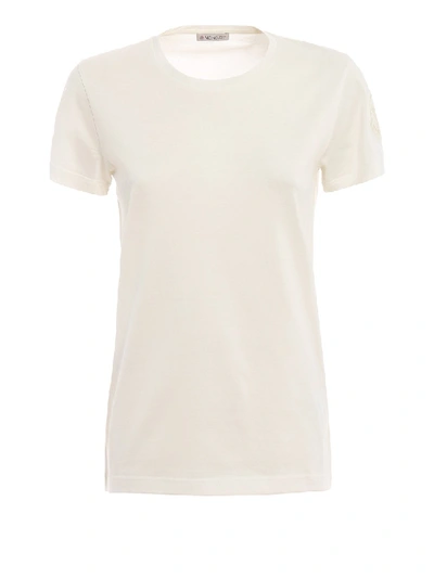 Shop Moncler Total White Cotton Basic Tee In Neutrals