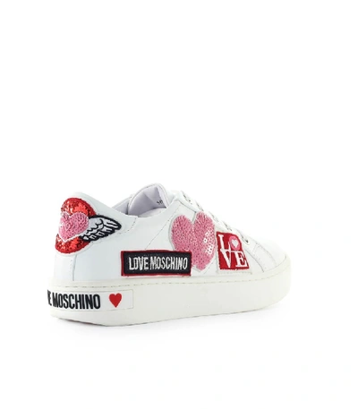 Shop Love Moschino White Patch Sneaker