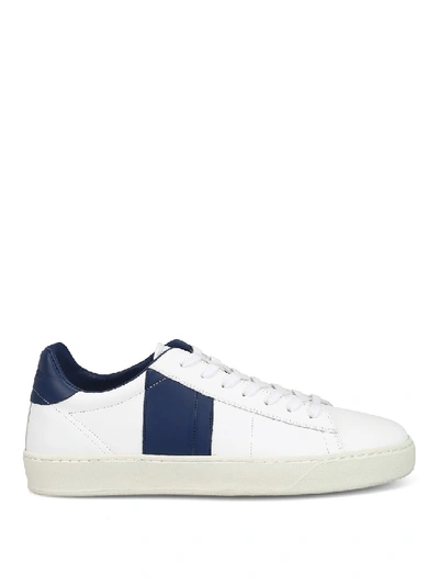 Shop Woolrich White Leather Low Top Sneakers