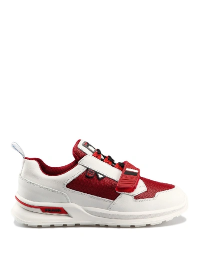 Shop Prada Work Leather And Nylon Sneakers In White