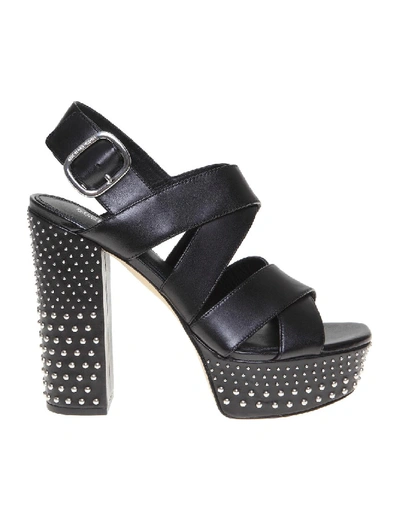 Shop Michael Kors Leather Sandal In Black Leather