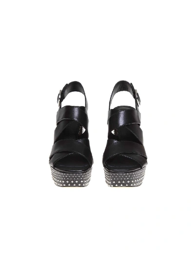 Shop Michael Kors Leather Sandal In Black Leather