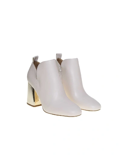 Shop Michael Kors Dixon Leather Ankle Boot Ivory Color In White