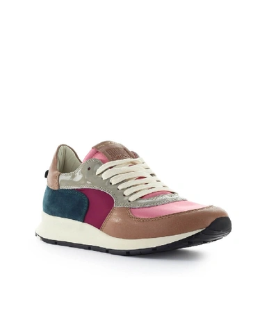 Shop Philippe Model Montecarlo Mondial Pop Pink Blue Sneaker In Brown