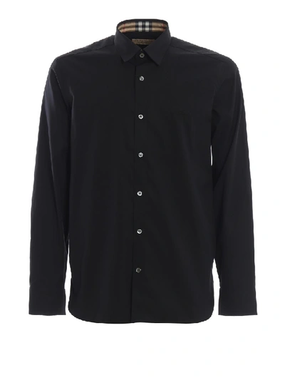 Shop Burberry Black Stretch Cotton Shirt