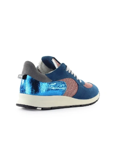 Shop Philippe Model Montecarlo Glitter Mix Blue Lilac Sneaker In Grey