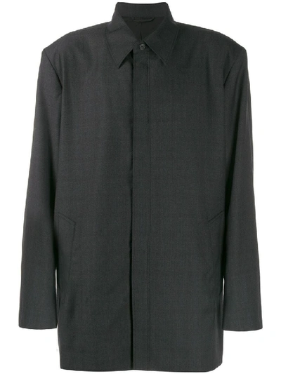 Shop Balenciaga Grey Men's Tailored Boxy Shirt In Black