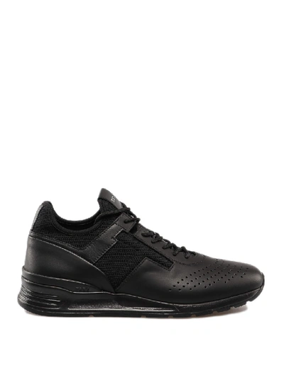 Shop Tod's Black Leather And Neoprene Sneakers