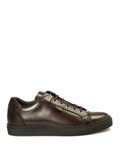 Shop Brioni Smooth Leather Sneakers In Black