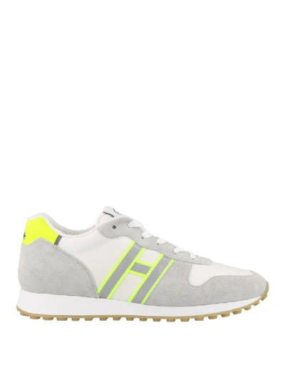 Shop Hogan H383 Light Grey Suede Sneakers In White