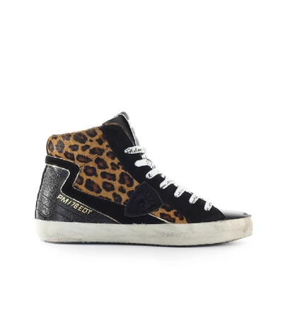 Shop Philippe Model Black Beige Leo Paris Sneaker