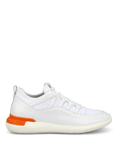 Shop Tod's Nocode White And Orange Sneakers