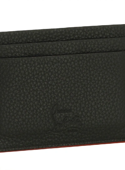 Shop Christian Louboutin Spiked Textured-leather Card Holder In Black