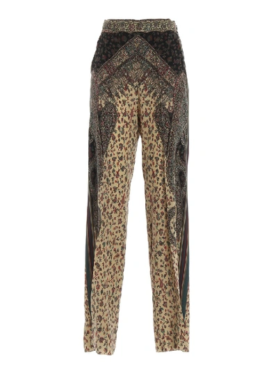 Shop Etro Printed Silk Palazzo Trousers In Grey