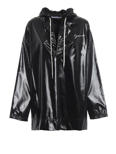 Shop Givenchy Black Nylon Hooded Over Blouse