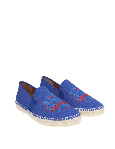 Shop Kenzo Espadrillas In Canvas With Tiger In Blue