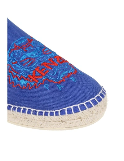 Shop Kenzo Espadrillas In Canvas With Tiger In Blue