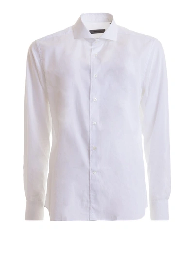 Shop Corneliani White Cotton Poplin Shirt