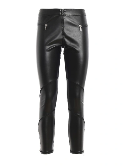 Shop Ermanno Scervino Faux Leather Leggings With Zippers In Black