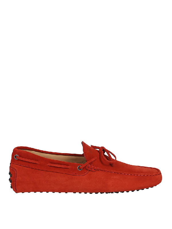 red suede driving shoes