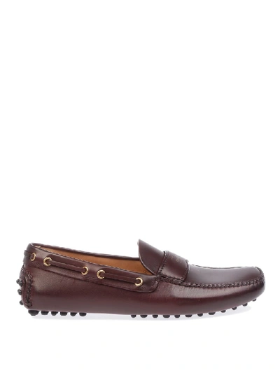 Shop Car Shoe Burgundy Leather Loafers In Grey