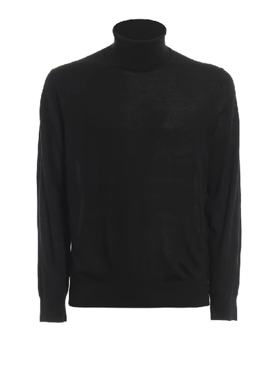 Shop Z Zegna Wool Turtleneck Sweater In Black