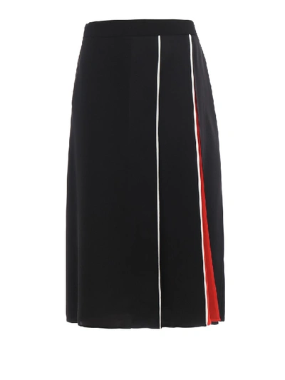 Shop Givenchy Asymmetric Pleat Colour Block Midi Skirt In Black