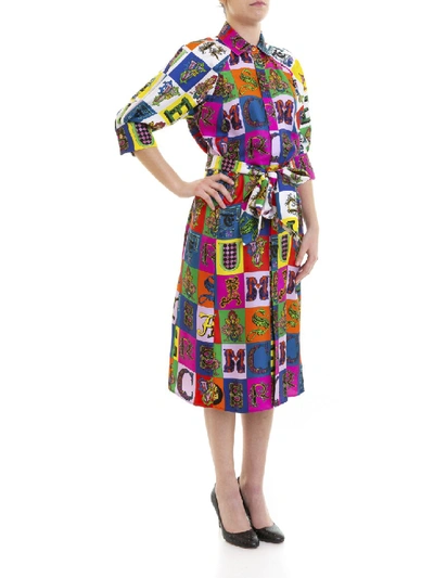 Shop Versace Multicolored Dress In Black