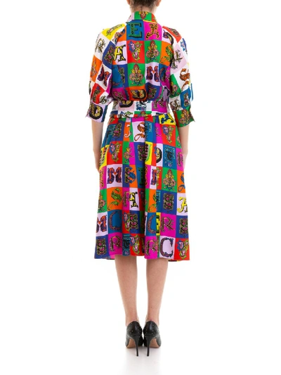 Shop Versace Multicolored Dress In Black