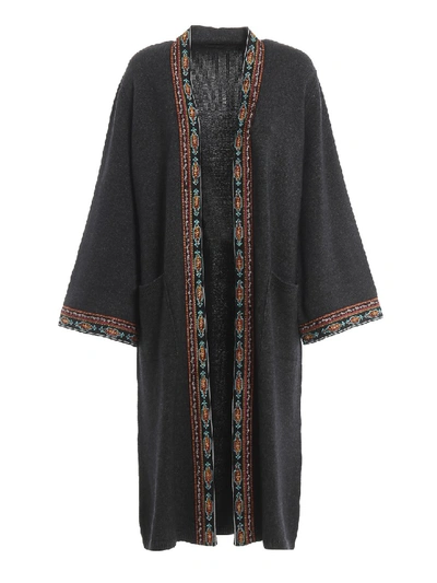 Shop Etro Ethnic Embroidered Cashmere Blend Cardigan In Black