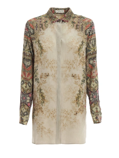 Shop Etro Printed Silk Shirt In Neutrals