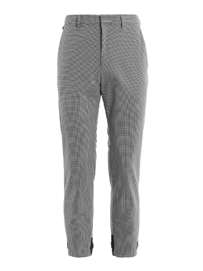 Shop Prada Patterned Stretch Tech Fabric Trousers In Grey