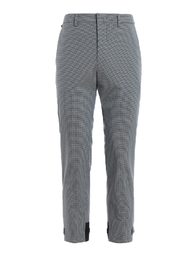 Shop Prada Light Blue Stretch Tech Fabric Trousers In Grey