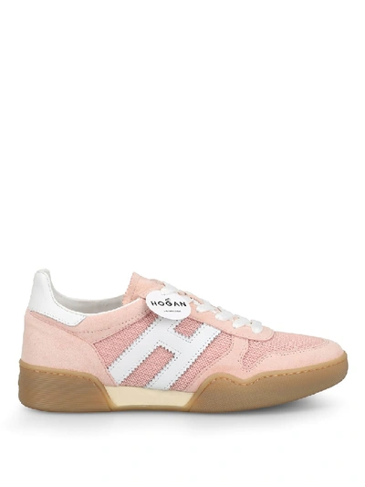 Shop Hogan H357 Pink Sneakers In Neutrals