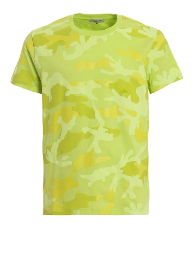 Shop Valentino Fluorescent Yellow Camo T-shirt