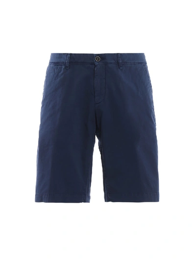 Shop Moncler Blue Stretch Cotton Shorts In Black