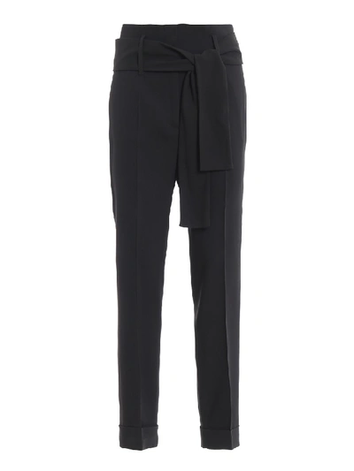 Shop Fabiana Filippi Belted High Waist Crop Trousers In Black