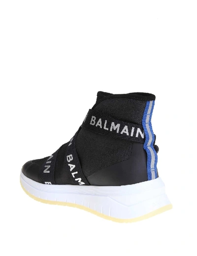 Shop Balmain B-troop Sneakers In Stretch Fabric In Black