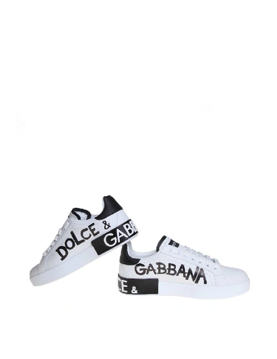 Shop Dolce & Gabbana Sneakers Portofino In Printed Calfskin White Color