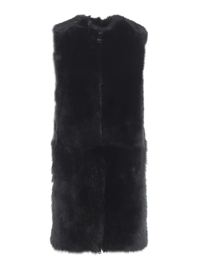 Shop Givenchy Shearling Sleeveless Coat In Black