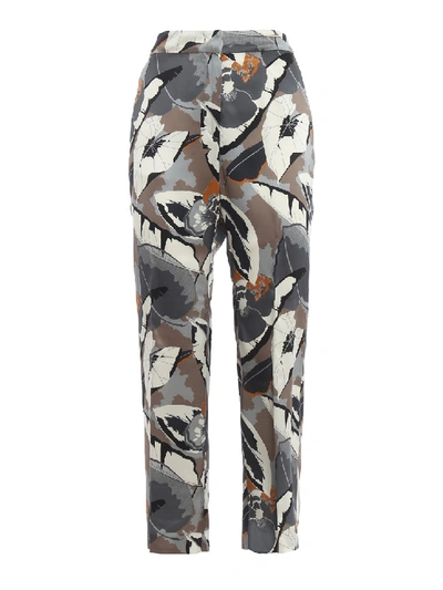 Shop Fabiana Filippi Multicolour Print Silk Crop Trousers In Grey