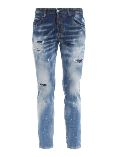 Shop Dsquared2 Skater Long Crotch Tight Bottom Jeans In Grey