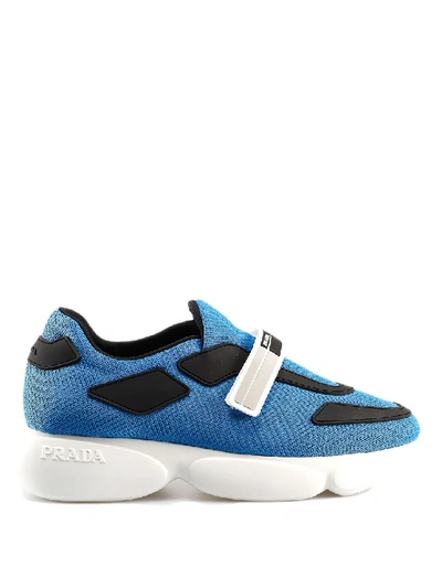 Shop Prada Cloudbust Blue Fabric Sneakers