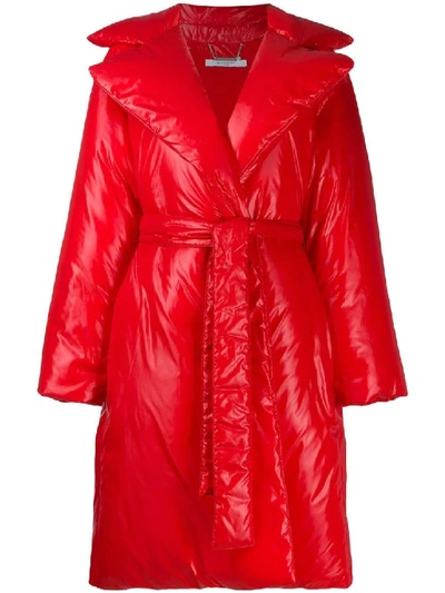 Shop Givenchy Red Women's Red Padded Belted Coat