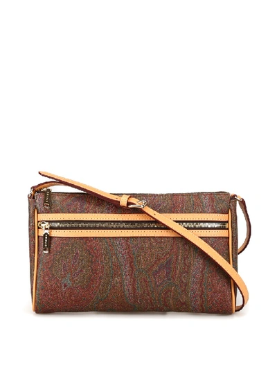 Shop Etro Paisley Coated Fabric Shoulder Bag In Brown
