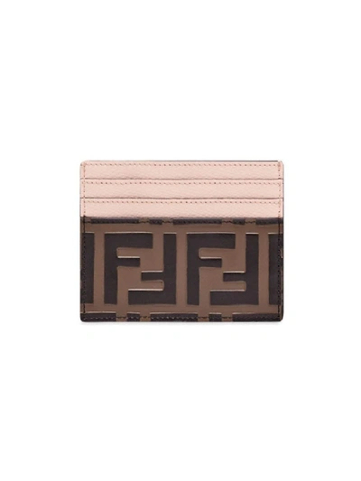Shop Fendi Brown Women's Ff Monogram And Light Pink Card Holder In Neutrals